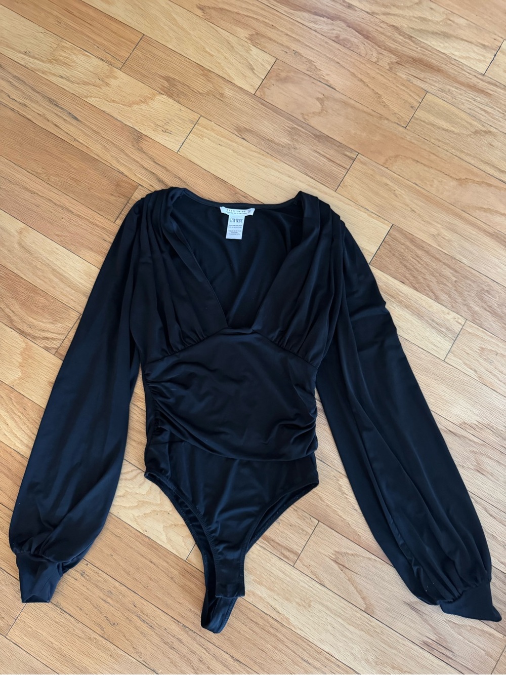 12th Tribe Black Long-Sleeve V-Neck Bodysuit